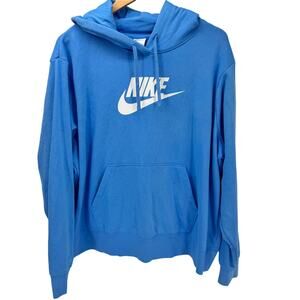 Nike Sportswear Hoodie Womens 1X Blue Pullover Club Fleece Lined Boxy Fit Comfy
